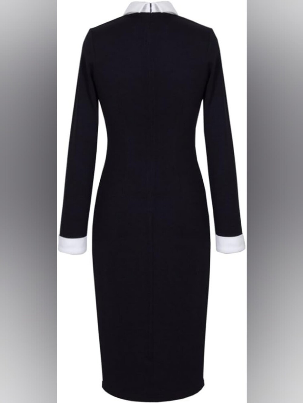 NWT Black Midi Dress with White Collar and Cuffs - Picture 9 of 9
